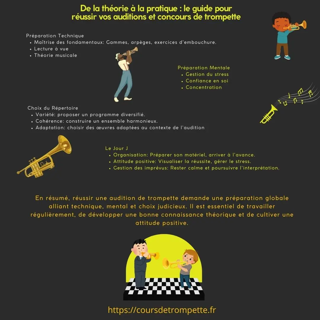 infographie guide de la préparation pour réussir ses auditions et concours de trompette