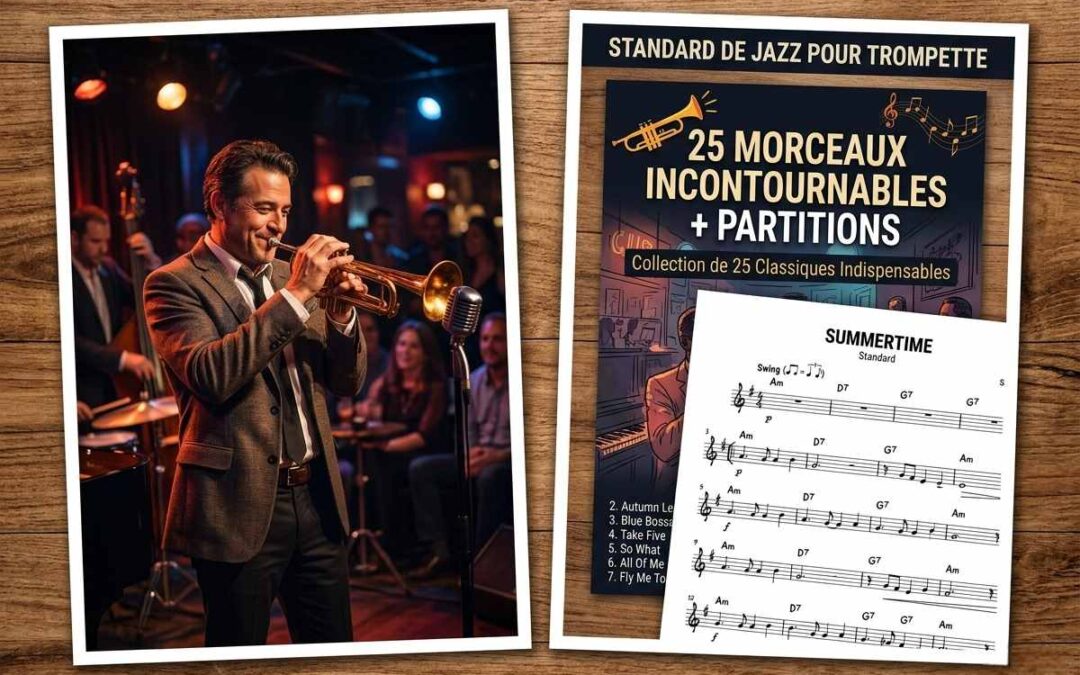 Les 25 standards de jazz que TOUT trompettiste doit maîtriser » 📌 Description : Découvrez le guide complet avec partitions, play-along et méthode